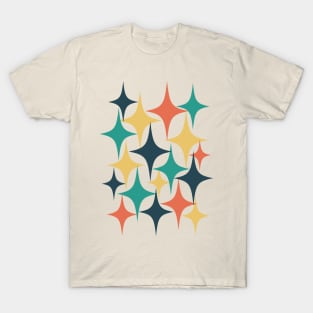 Mid Century Atomic Starburst Teal, Yellow, Orange T-Shirt